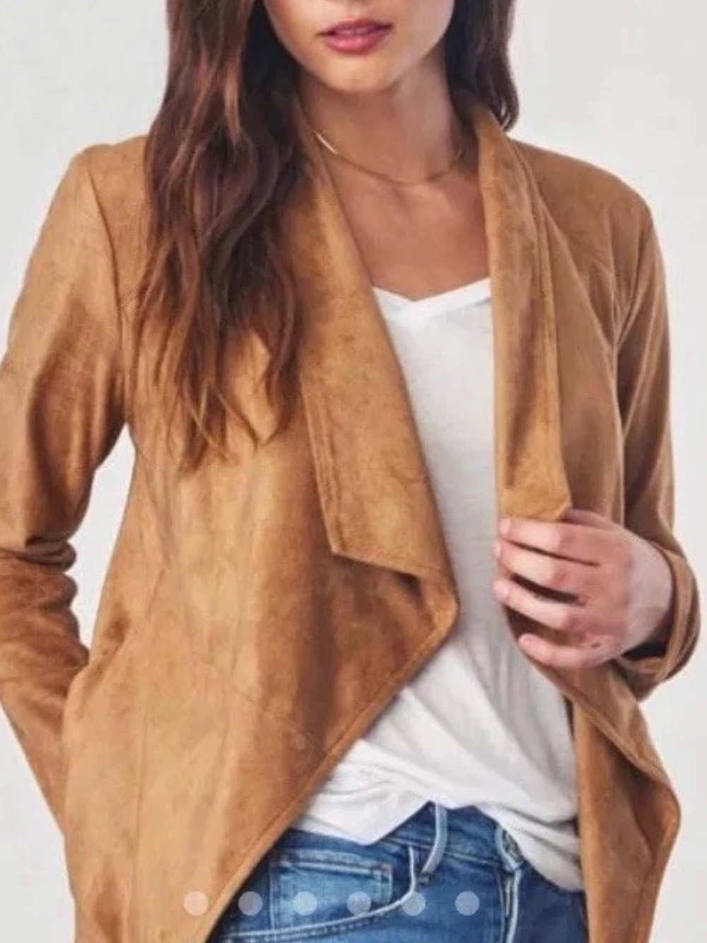 BB Dakota Camel Faux Suede Draped Blazer